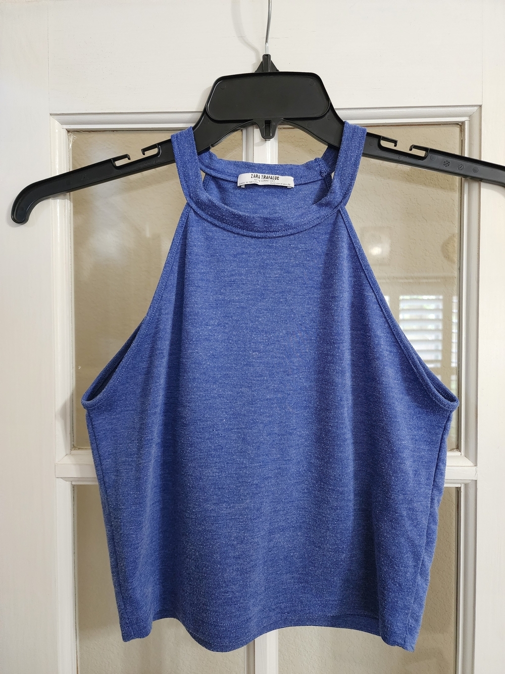 Zara Trafaluc Blue Heather High Neck Sleeveless Knit Tank Top Medium